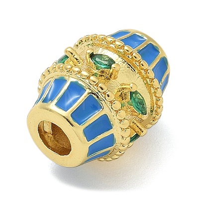 Barrel Brass Micro Pave Cubic Zirconia Spacer Beads KK-U050-11G-01-1