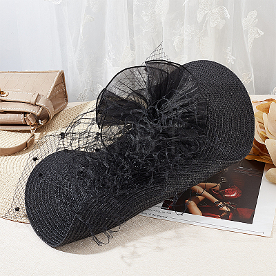 2Pcs 2 Colors Polyester Imitation Straw Oval Hat Base for Millinery AJEW-FG0002-82-1