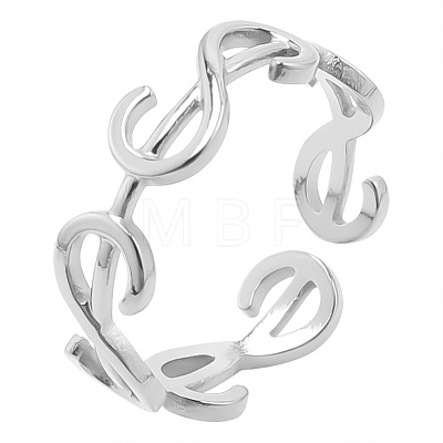 Simple 304 Stainless Steel Dollar Sign Opening Cuff Ring for Unisex ME9748-1-1