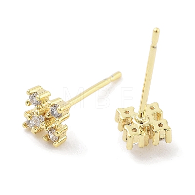 Brass Micro Pave Clear Cubic Zirconia Studs Earring EJEW-S217-G12-1