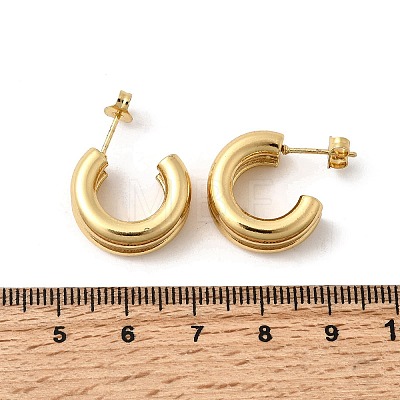 Two-layer C-Shaped 201 Stainless Steel Stud Earrings EJEW-Z151-11G-02-1