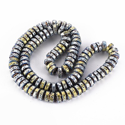 Electroplated Natural Lava Rock Beads Strands G-T114-69H-1