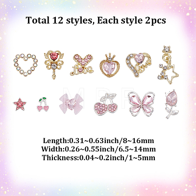 24Pcs Resin & Zinc Alloy Rhinestone Cabochons MRMJ-SP0001-42-1