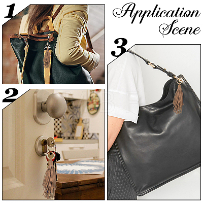 2Pcs PU Leather Tassel Pendant Keychains FIND-CL0002-41A-1