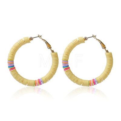 Bohemia Style Colorful Clay Beads Hoop Earrings JQ3310-7-1