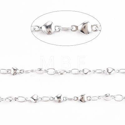 201 Stainless Steel Heart & Oval Link Chains STAS-N092-111-1