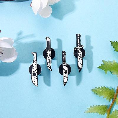 4 Pieces Halloween Scary Themed Enamel Knife Pins Gothic Dagger Shape Badges Pins Alloy Metal Pins Knife Lapel Pins Holiday Gifts for Clothing Bags Backpacks Jackets Hats JBR110A-1