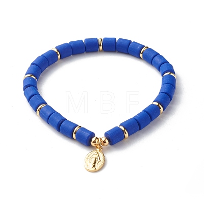 Handmade Polymer Clay Beads  Stretch Bracelets BJEW-JB06551-1