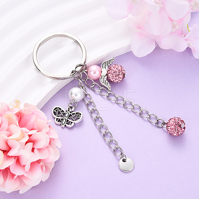 Glass Pearl & Alloy Keychian KEYC-YW00155-09-1