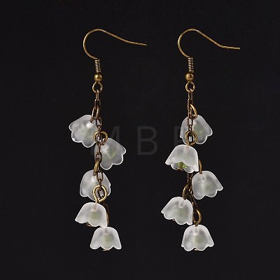 Glass Flower Beads Dangle Earrings EJEW-JE01771-1