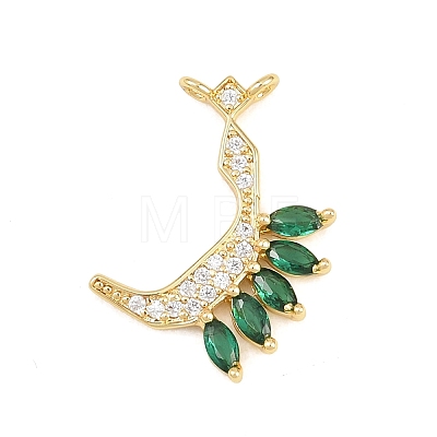 15Pcs Brass Micro Pave Cubic Zirconia Pendants KK-Z151-15G-01-1