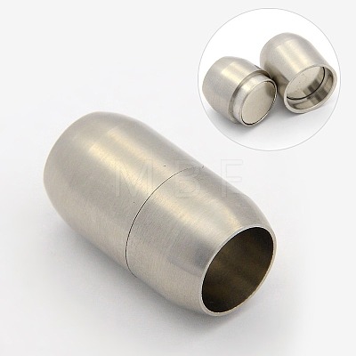 Frosted 304 Stainless Steel Magnetic Clasps with Glue-in Ends STAS-N002-21-6mm-1