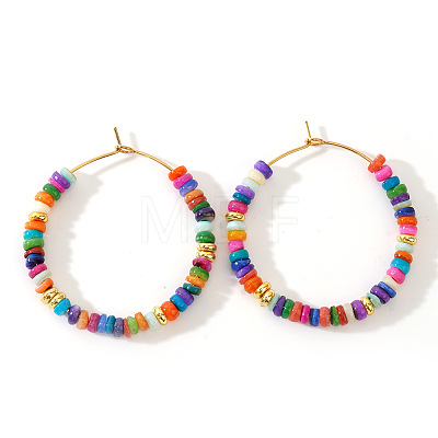 Bohemian Style Multicolor Shell Hoop Earrings XS6775-1-1