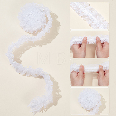 WADORN 10M Double Layer Polyester Flower Elastic Lace Trim OHAR-WR0001-02A-1