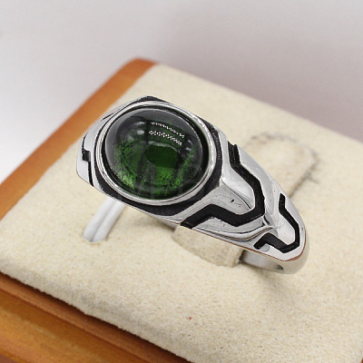 316L Surgical Stainless Steel and Synthetic Gemstone Finger Rings for Men FS-WG3E90C-15-1