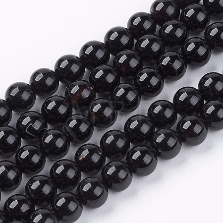 Natural Black Onyx Beads Strands G-H1567-6MM-1