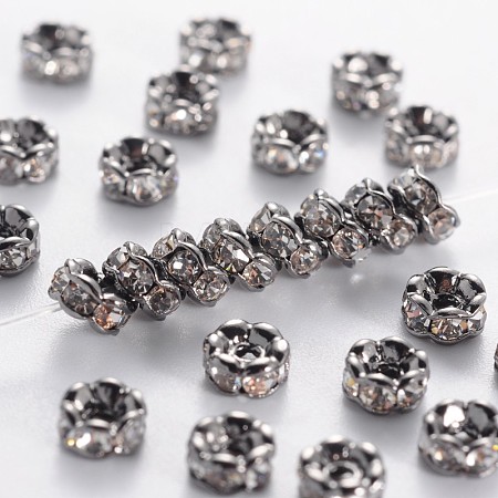 Brass Rhinestone Spacer Beads RB-A014-L4mm-01B-NF-1