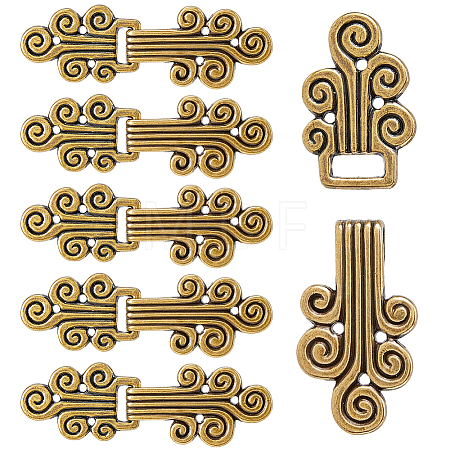 6 Pairs Vintage Cloud Pattern Alloy Buckle for Clothing & Bags BUTT-FH0001-043-1