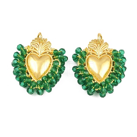 Alloy & Glass Seed Beaded Pendants GL-CBA96FD-01G-04-1