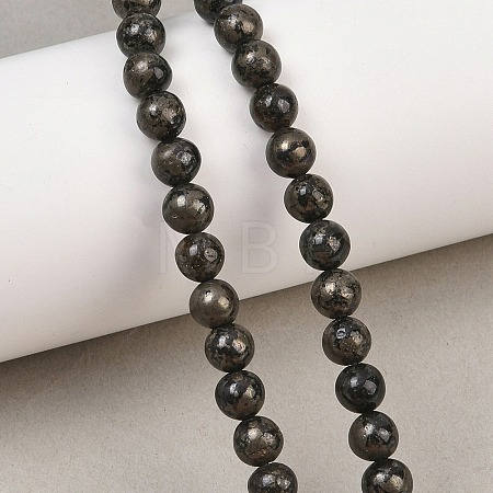 Natural Pyrite Beads Strands G-P303-01-6mm-8-1