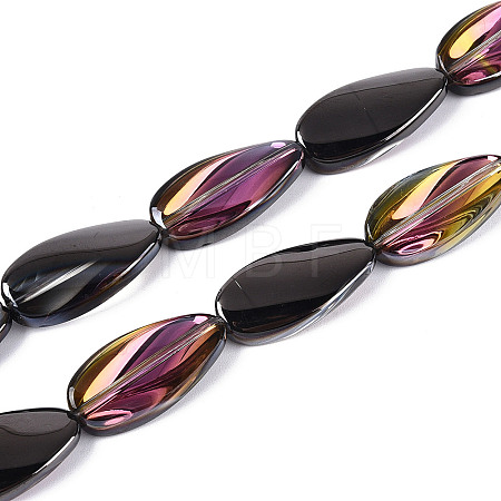 Electroplate Transparent Glass Beads Strands EGLA-N055-02J-1