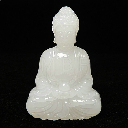 Natural White Jade Carved Mahavairocana Buddha Statue Home Decoration G-PW0007-049-1