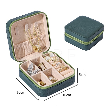 Square PU Leather Jewelry Organizer Zipper Boxes PW-WG92942-06-1