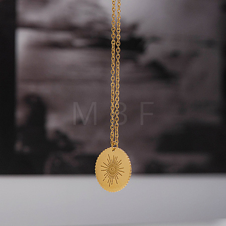 304 Stainless Steel Evil Eye Coin Pendant Necklaces WG06542-01-1