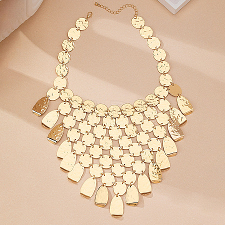 Women's Exaggerated Alloy Sequins Disc Chandelier Statement Necklaces WG21D3D-01-1