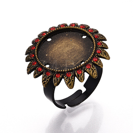 Adjustable Flower Alloy & Iron Rhinestone Bezel Cup Ring Base with Rotatable Tray MAK-T012-09AB-1
