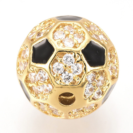 Brass Micro Pave Cubic Zirconia Beads ZIRC-Q013-10mm-136G-1