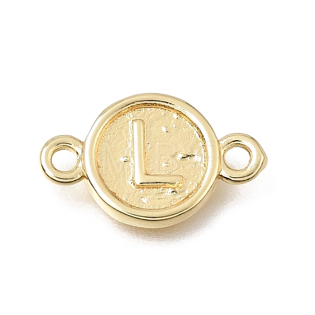 Brass Disc with Initial Links Connector Charms KK-E802-36G-L-1