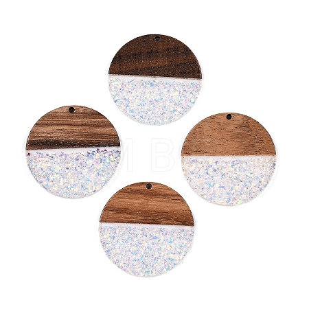 Epoxy Resin & Walnut Wood Pendants RESI-T057-10E-1