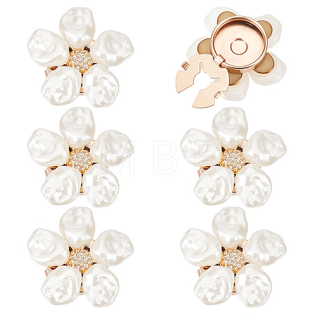 6Pcs Flower Alloy Rhinestone Cufflinks BUTT-ME0001-56-1
