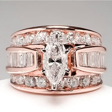 Horse Eye Alloy with Crystal Rhinestone Finger Rings FS-WG251C3-15-1