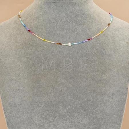 Vintage Round Glass Seed Beaded Necklaces for Women KY5585-2-1