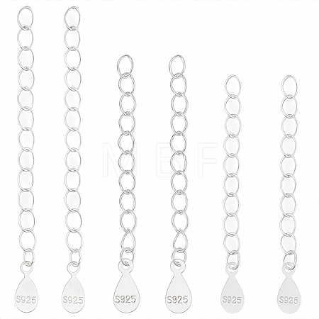 6Pcs 3 Styles 925 Sterling Silver Twisted Extender Chains STER-BBC0009-88-1