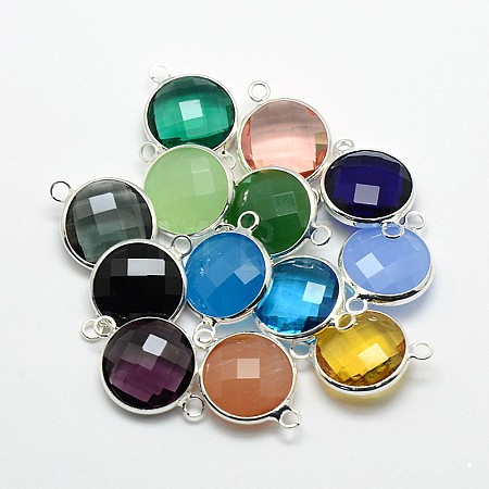 Silver Color Plated Brass Glass Links connectors GLAA-J011B-S-1