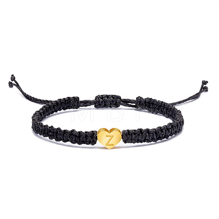 Alloy Heart with Letter Pattern Bead Braided Bead Bracelets FS-WGEB992-26-1