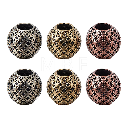 6Pcs 3 Colors Brass European Beads KK-ME0004-23-1