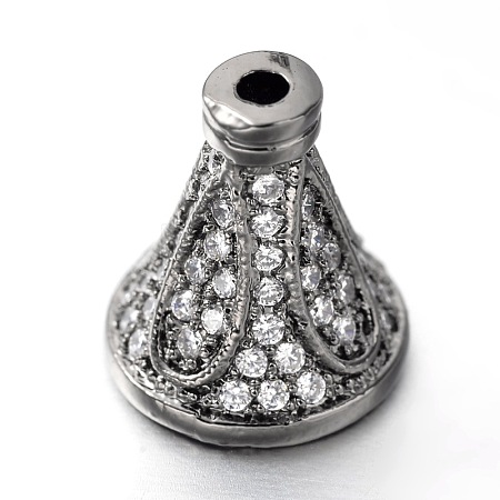 Brass Micro Pave Cubic Zirconia Bead Cones ZIRC-O019-A-02B-1