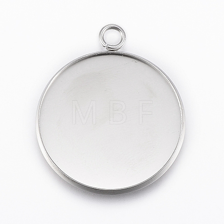 Tarnish Resistant 304 Stainless Steel Pendant Cabochon Settings STAS-E146-18P-25mm-1