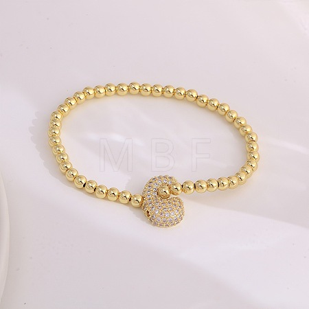 Brass Micro Pave Clear Cubic Zirconia Beaded Stretch Bracelets for Women FS-WGB95F4-24-1