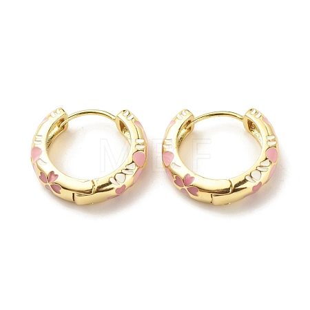 Flower Enamel Hoop Earrings EJEW-G290-03G-F-1
