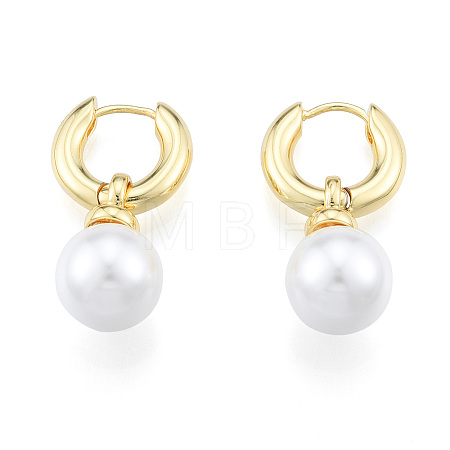 ABS Plastic Pearl Dangle Hoop Earrings X-EJEW-N011-106LG-1