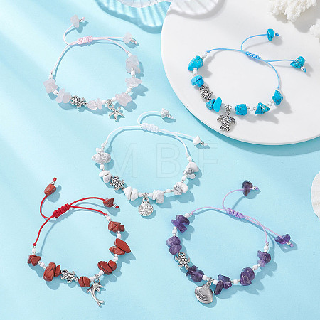Turtle Alloy Charm Bracelets BJEW-MZ00329-1