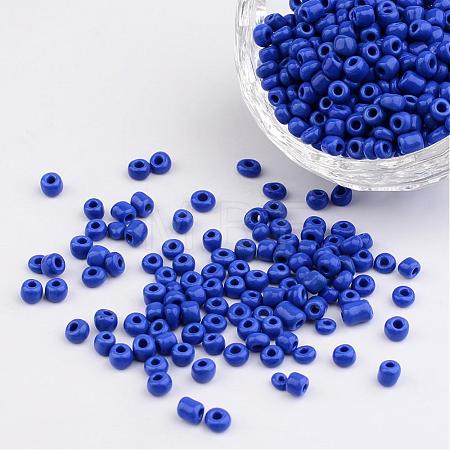 6/0 Opaque Colours Round Glass Seed Beads X-SEED-A010-4mm-48-1
