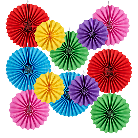 6Pcs Paper Fans Flower for Wedding Birthday Carnival Welcome Party Decorations DIY-WH0349-570-1