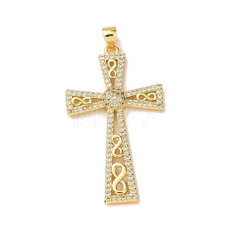 Brass Micro Pave Clear Cubic Zirconia Pendants KK-P352-02D-G-1