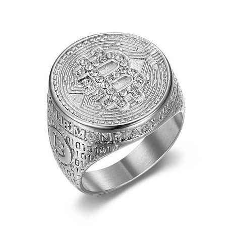 304 Stainless Steel with Rhinestone Finger Rings for Men WGD6EA5-03-1